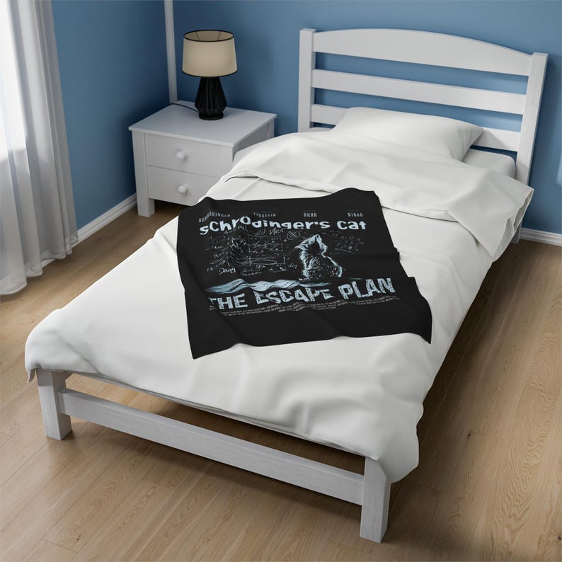 Schrödinger's Cat Plush Blanket: Science-Themed Velveteen Throw image 7