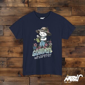 Cute Cat Gardener T-shirt in Navy Color