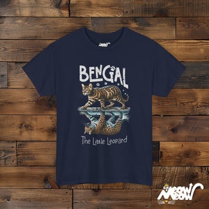 Bengal Tiger Graphic T-Shirt: Wildlife Cotton Tee Navy