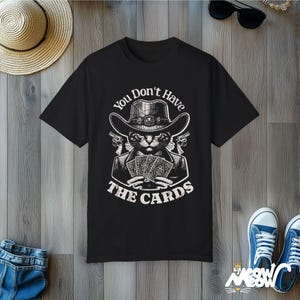 T-shirt de joueur de cartes de chat de cowboy : t-shirt de parodie politique vintage image 4