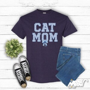 Chinoiserie Cat Mom T-Shirt: Blue Ribbon Toile Bow Blackberry