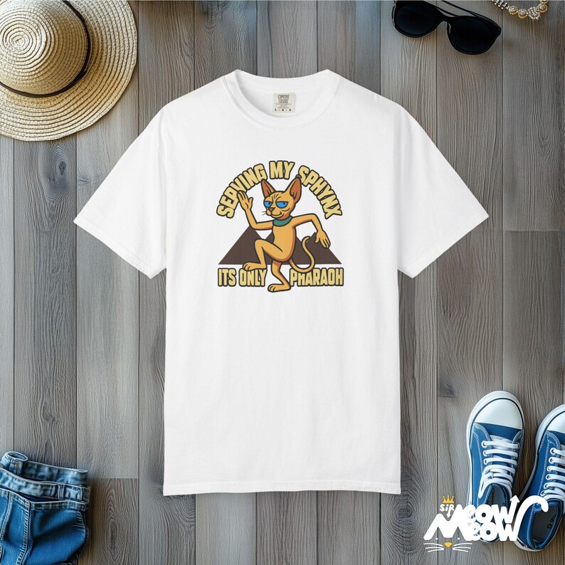 Comfort Colors Sphynx Cat Shirt: Funny Pharaoh Tee White