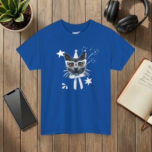 Camiseta de fiesta con diseño de gato, camiseta gráfica para celebración de cumpleaños, regalo para amantes de los gatos imagen 5