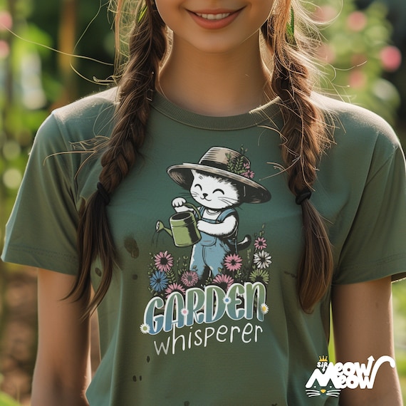 Gardener Cat T-Shirt: Garden Whisperer Kitty, Plant Lover Tee