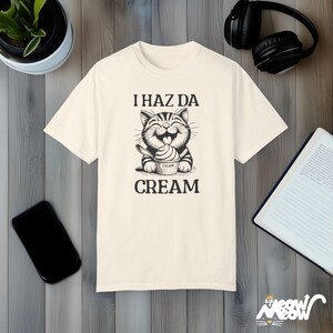 Camiseta "I Haz Da Cream Cat": Meme divertido para amantes de los gatos Ivory