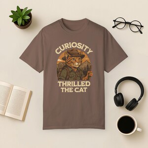 Adventure Cat Hiking Shirt: Funny Nature Tee, Comfort Colors Espresso