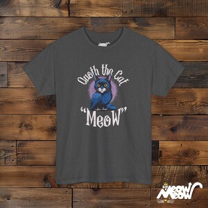 Quoth the Cat "Meow" - Gothic Raven Poe-Inspired Cat Design Unisex T-shirt Dark Heather