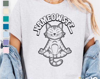 Nameowste Yoga Cat T-Shirt: Funny Meditating Kitty Zen Tee