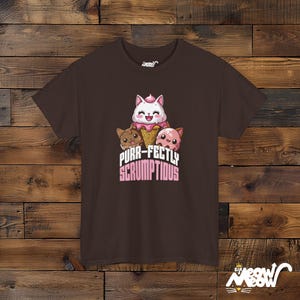 Kawaii Cat Ice Cream T-Shirt: Purr-fectly Scrumptious Gift Dark Chocolate