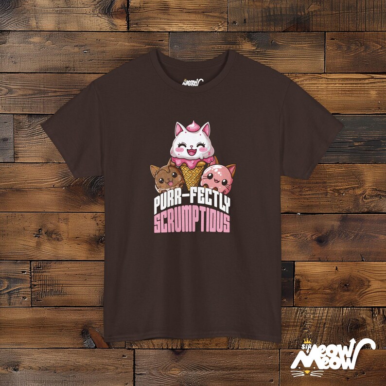 Kawaii Cat Ice Cream T-Shirt: Purr-fectly Scrumptious Gift Dark Chocolate