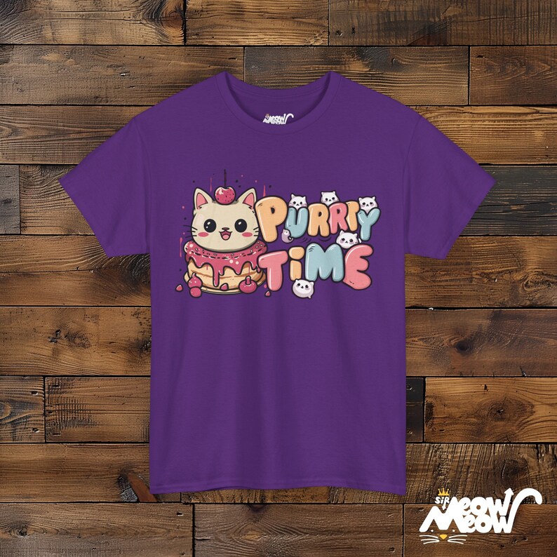 Purrty Time Katzen Shirt - Geschenk für Katzenliebhaber Purple