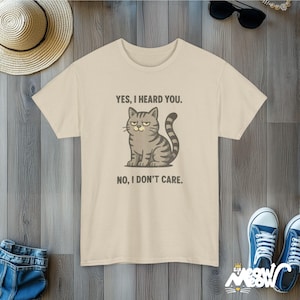 Funny Grumpy Cat T-Shirt: Sarcastic Pink Tabby Tee Sand