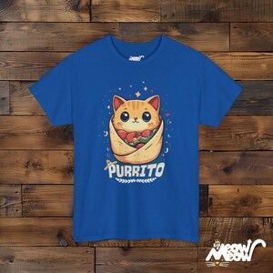 Purrito Cat T-Shirt: Funny Burrito Kitten Graphic Tee Royal