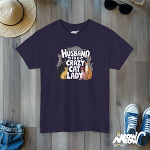 Koszulka Mąż szalonej kociary | Zabawna koszulka dla taty kota | Purrfect Gift for Husbands Blackberry