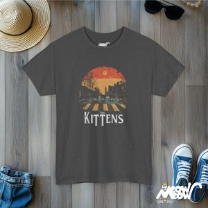 The Kittens Cat Band T-Shirt: Funny Beatles Parody Tee Dark Heather