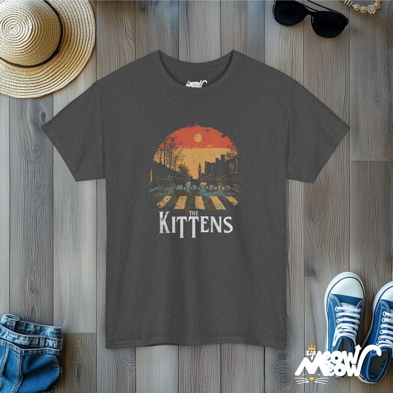 The Kittens Cat Band T-Shirt: Funny Beatles Parody Tee Dark Heather