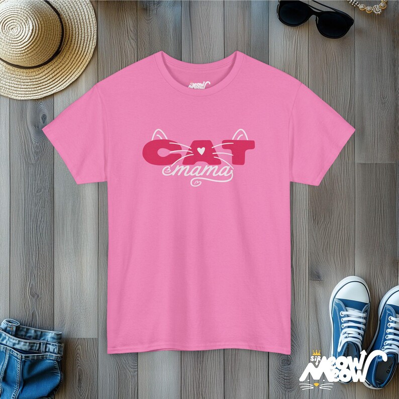 Cat Mama T-Shirt, Whisker Heart Design, Feline Parent Tee Azalea
