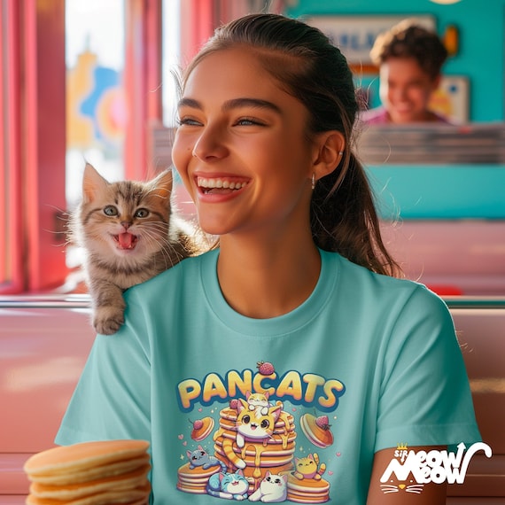 Pancats T-Shirt, Cat & Pancake Graphic Tee, Foodie Shirt