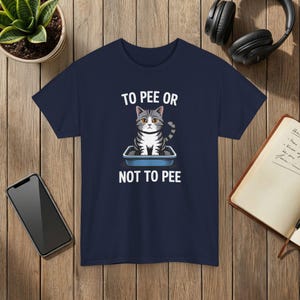 Funny Cat T-Shirt: Or Not, Kitten Graphic Navy