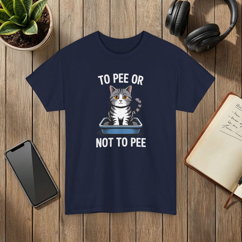 Funny Cat T-Shirt: Or Not, Kitten Graphic Navy