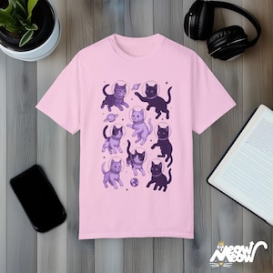 Space Cats T-Shirt: Cosmic Kitty Astronaut Graphic Tee Blossom