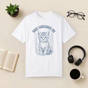 Comfort Colors Rage Consumes Me Cat-shirt: donkere humor cadeau White