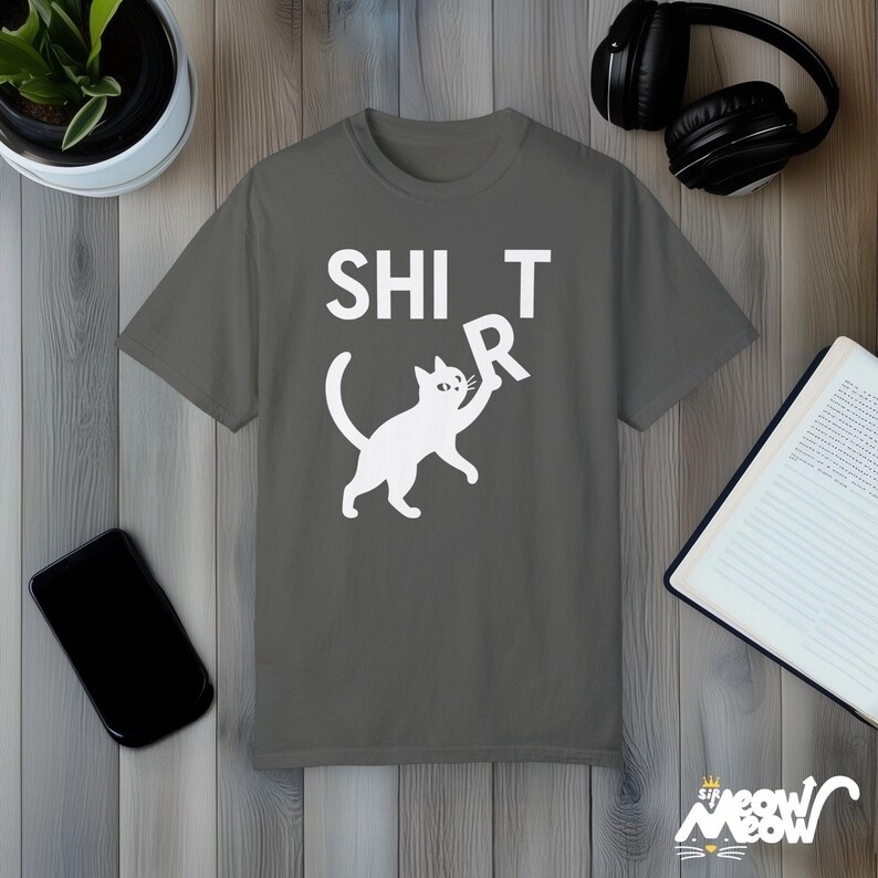 Funny Cat Comfort Colors Shirt: Mischievous Kitty Humor Tee Pepper