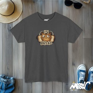 In Bread Cat T-Shirt | Funny Breading Kitty Design | Quirky Gift for Cat Lovers Dark Heather