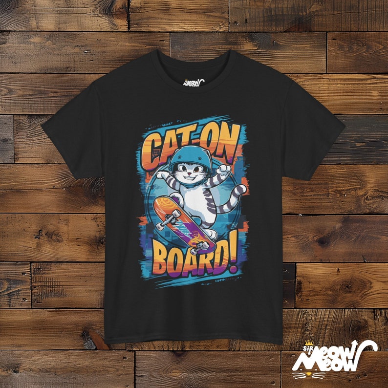 Skateboarding Cat Graphic T-Shirt: Fun Gift for Skaters image 8
