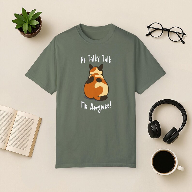 Grumpy Calico Cat Comfort Colors T-Shirt: Sarkastisches Introvertiertes Geschenk Moss