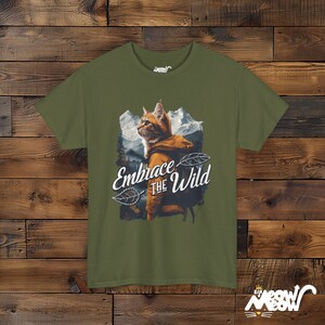 Adventure Cat Unisex Shirt: Embrace the Wild Outdoor Design Military Green