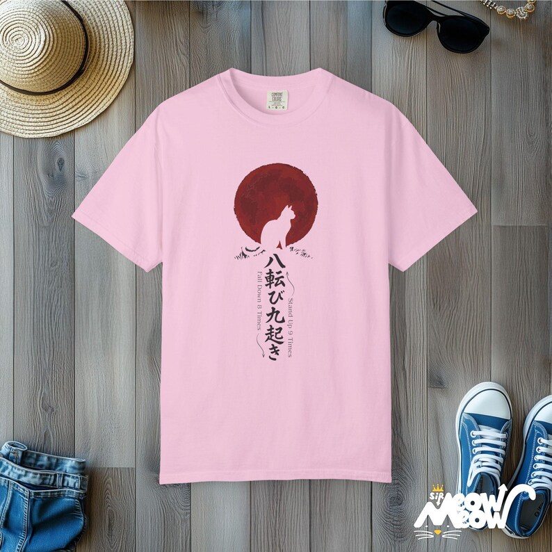T-shirt Japanse kat Comfort Colors: Gothic Yami Kawaii Nine Lives-T-shirt Blossom