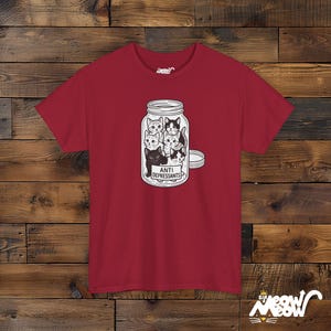 Anti Depressant Cats T-Shirt: Mental Health Humor Tee Cardinal Red