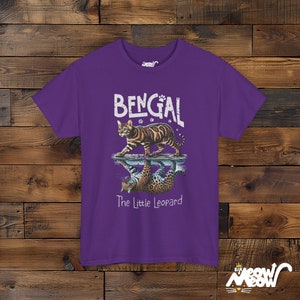 Bengal Tiger Graphic T-Shirt: Wildlife Cotton Tee Purple