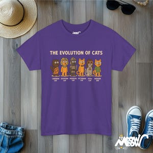 Evolution of Cats T-Shirt: Funny History Timeline Graphic Tee Lilac