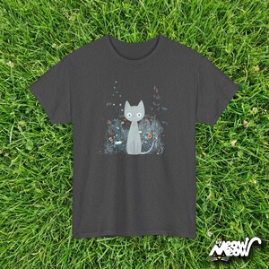 Floral Cat T-Shirt: Wildflower Nature-Inspired Unisex Tee Dark Heather
