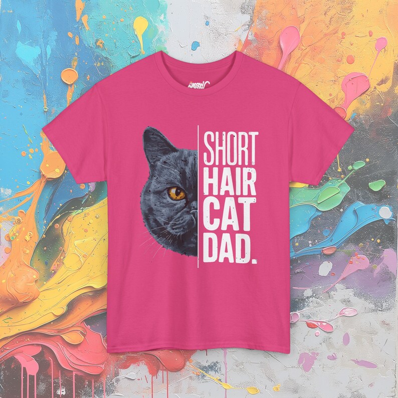 Short Hair Cat Dad T-Shirt: Pet Lover Gift Heliconia