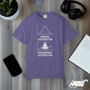 Funny Stats Ghost T-shirt: Paranormal Distribution Comfort Colors T-shirt Grape