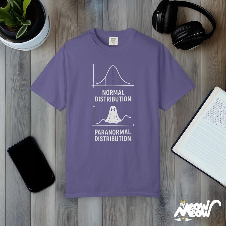 Funny Stats Ghost T-shirt: Paranormal Distribution Comfort Colors T-shirt Grape