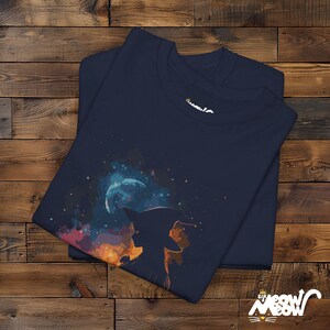Mystical Witch and Cat T-Shirt - Halloween Witchy Vibes Tee - Cosmic Cat Lover Gift image 7
