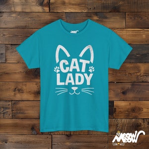 T-shirt drôle de femme de chat, t-shirt unisexe graphique de visage de chat Tropical Blue