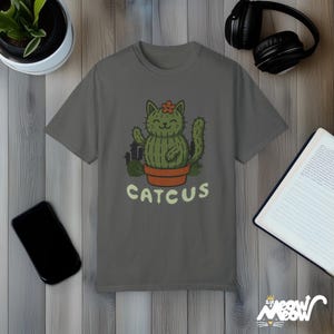 Funny Cactus Cat Graphic T-Shirt – Plant Lover Pun Tee Pepper