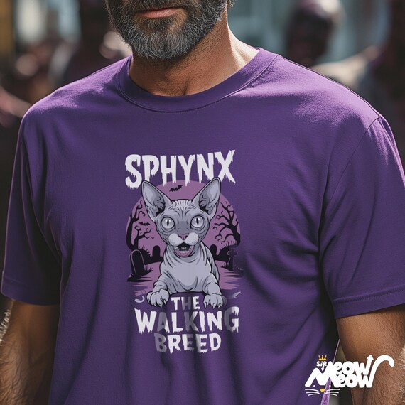 Sphynx the Walking Breed, Zombie Cat, Funny Halloween Design, Gift for Cat Lovers, Unisex Tee