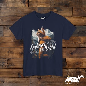 Adventure Cat Unisex Shirt: Embrace the Wild Outdoor Design Navy