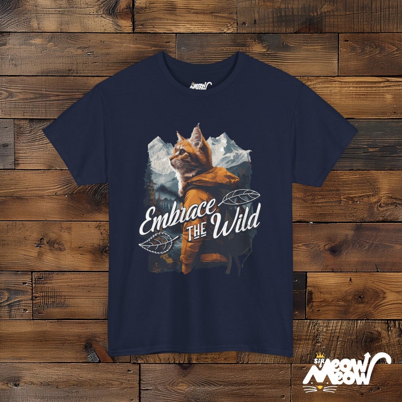 Adventure Cat Unisex Shirt: Embrace the Wild Outdoor Design Navy