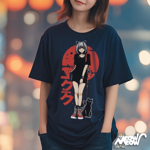 Anime Cat Girl T-Shirt: Japanese Streetwear, Neko Tee