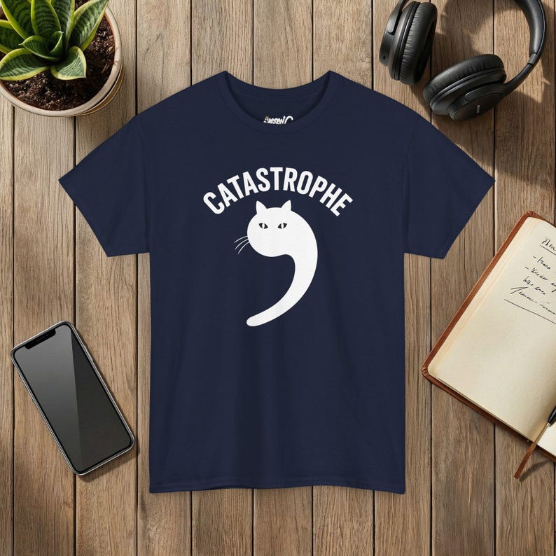 Catastrophe Cat T Shirt, Minimalist Graphic Tee, Indie Alt Streetwear image 7