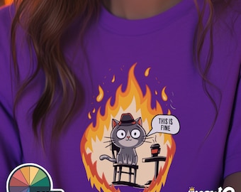 Funny Cat Meme T-Shirt: This Is Fine