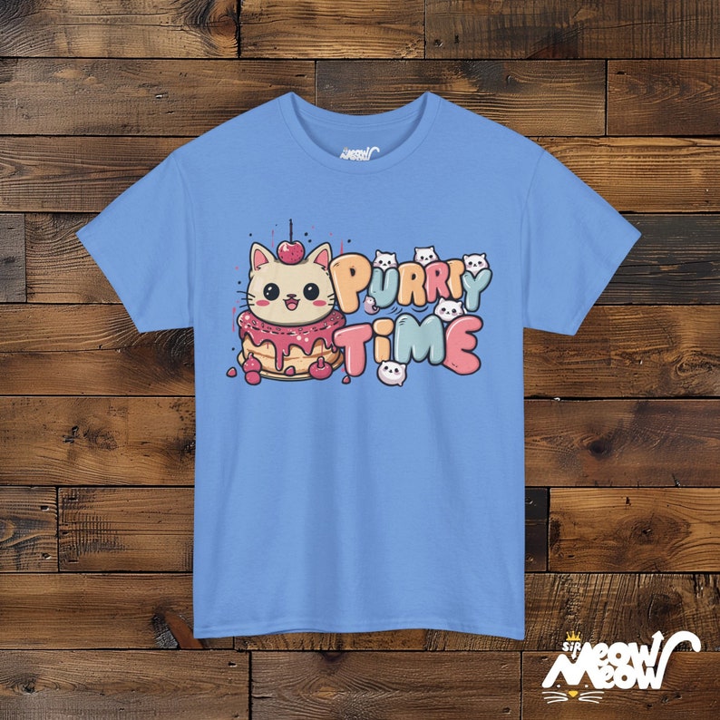 Purrty Time Katzen Shirt - Geschenk für Katzenliebhaber Carolina Blue