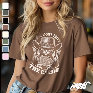 T-shirt de joueur de cartes de chat de cowboy : t-shirt de parodie politique vintage image 1